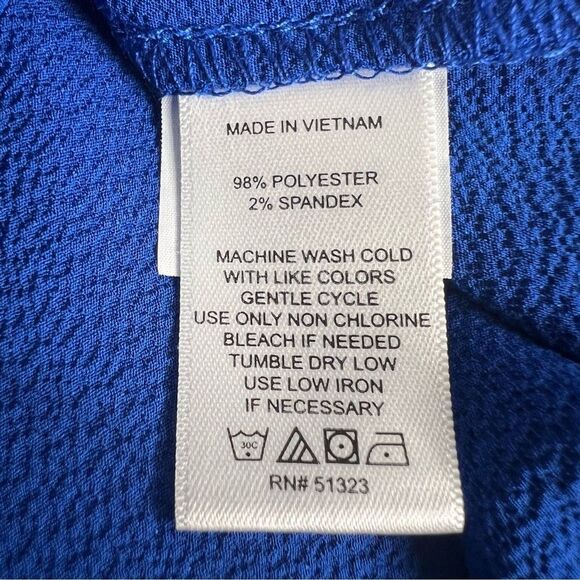 CeCe Ruffled-Cuff 3/4-Sleeve Crew Neck Blouse Womens Small Royal Blue Top - Picture 6 of 7